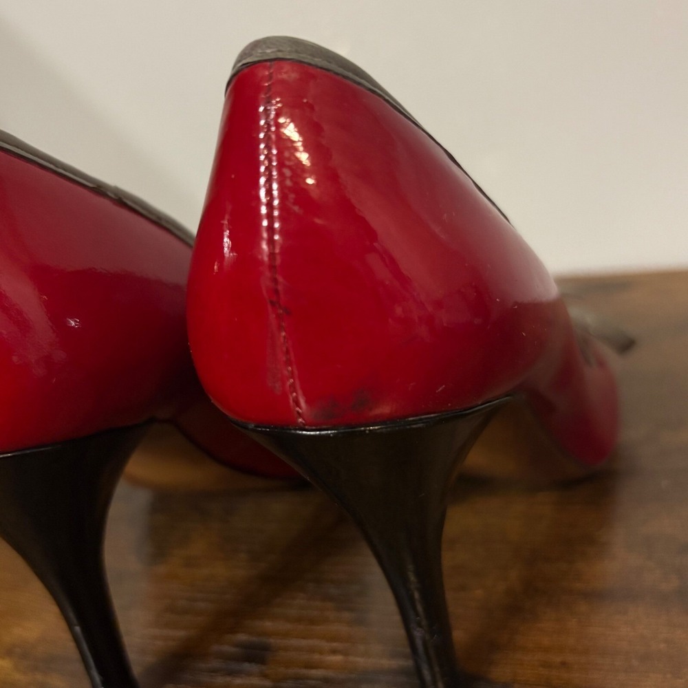 Enzo Angioloini Red Patent Leather Pointed Stiletto 3-inch Heel Gray‎ Bow (5.5) - Picture 11 of 12